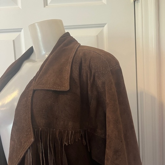 Vintage Brown real Suede Fringe western Jacket - Picture 8 of 15